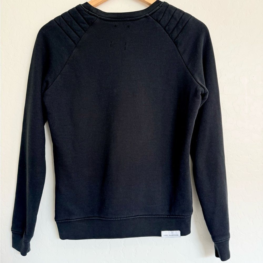 Zoe Karssen Classic Moto Crew Neck Sweatshirt Black Size XS - Picture 2 of 6